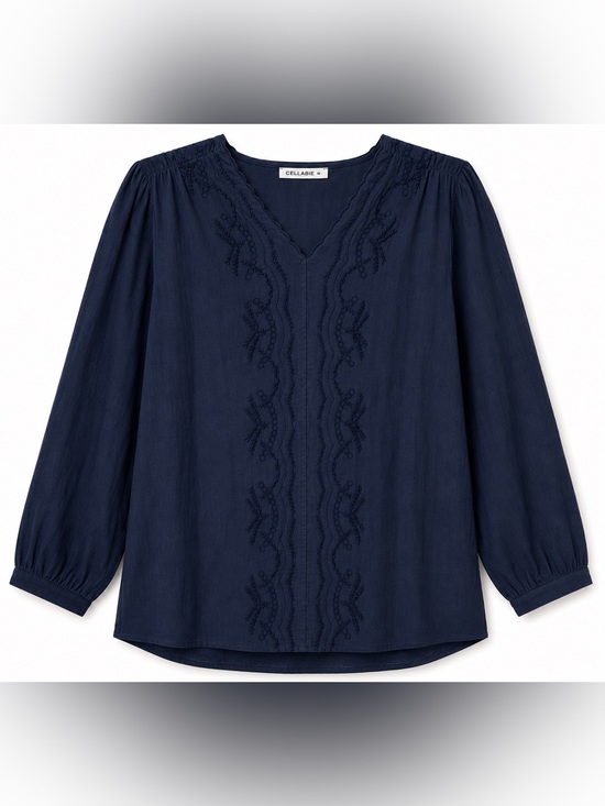 Cellabie Tops - Cellabie Cotton Blend Embroidered Tunic- M